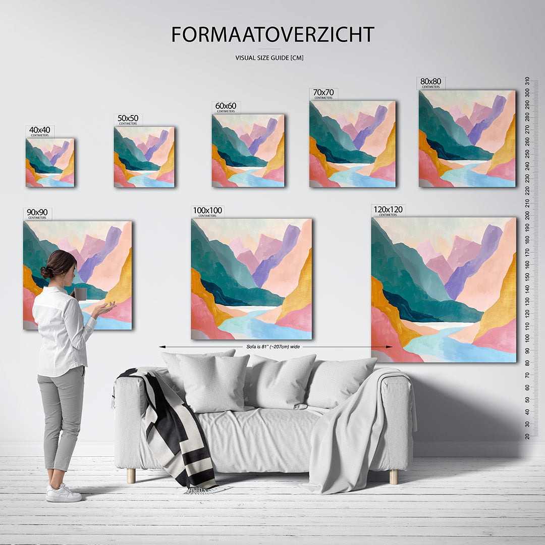 Kleurrijke berglandschap Kunstwerk