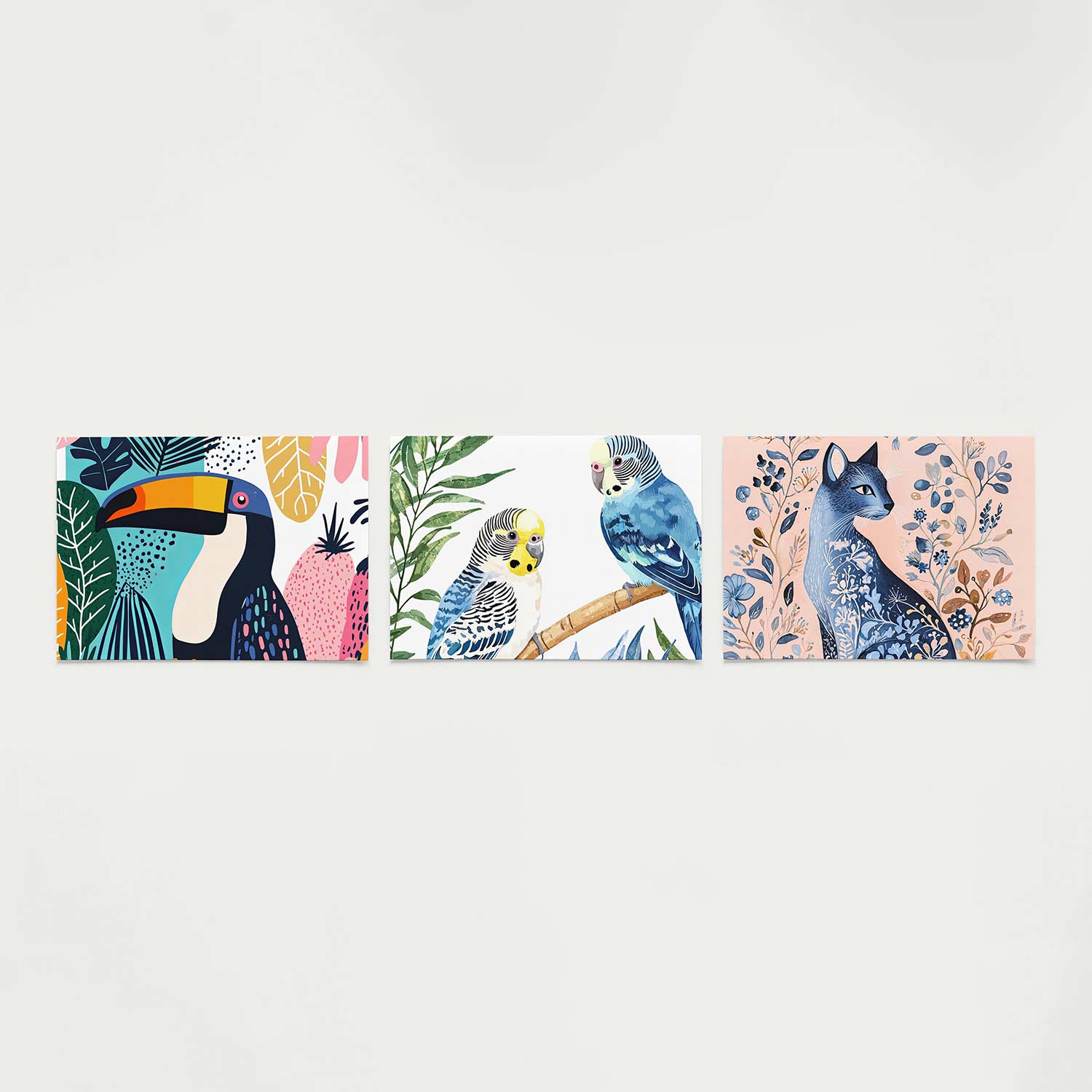Vogel en bladeren Posterset