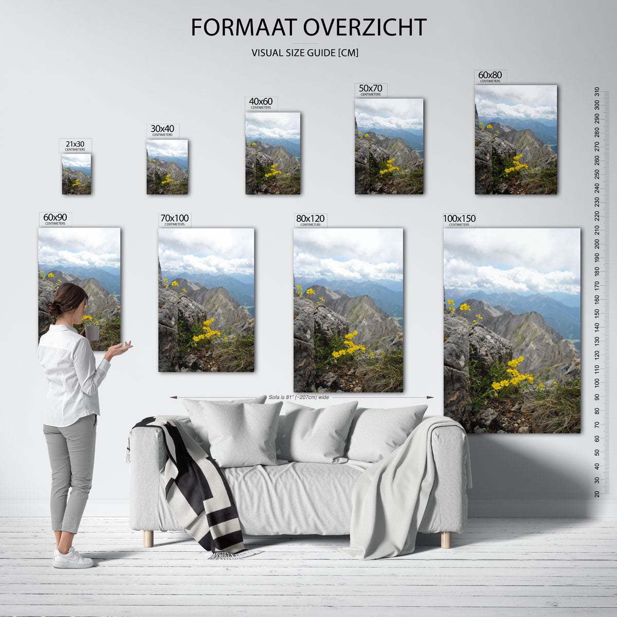 Berglandschap met bloemen Poster