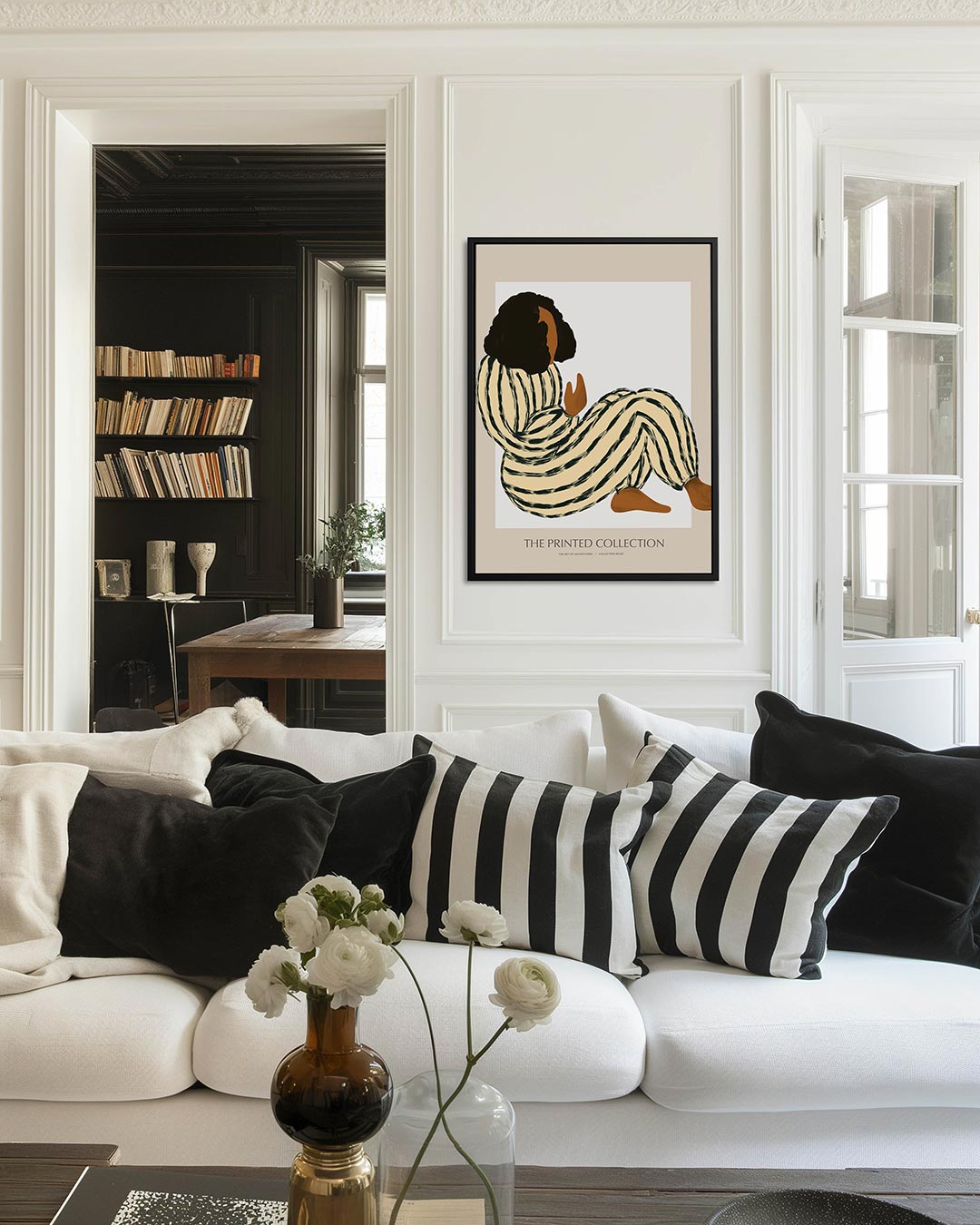Gestreepte vrouwenzitting Kunstwerk