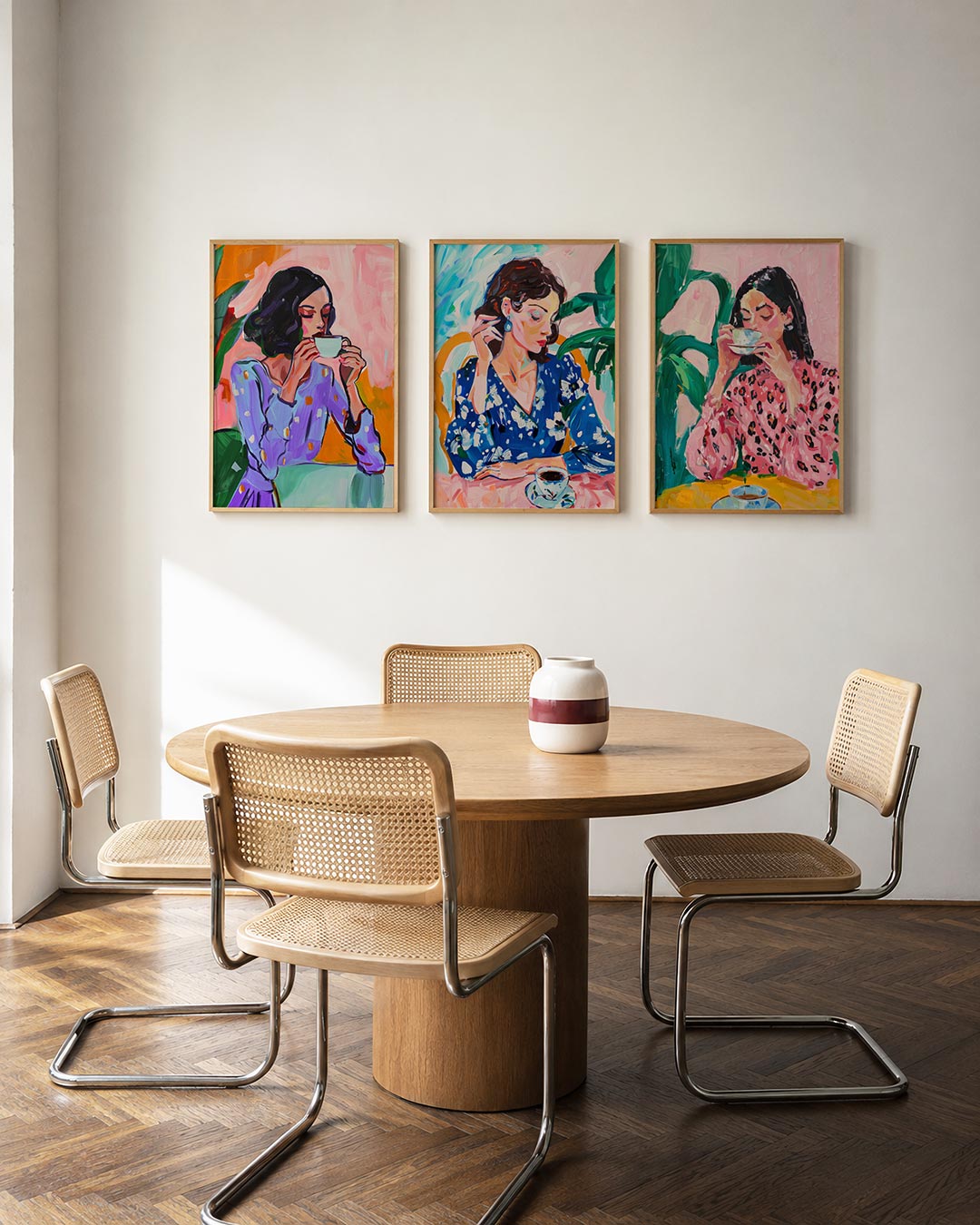 Kleurrijke koffiepauze Posterset