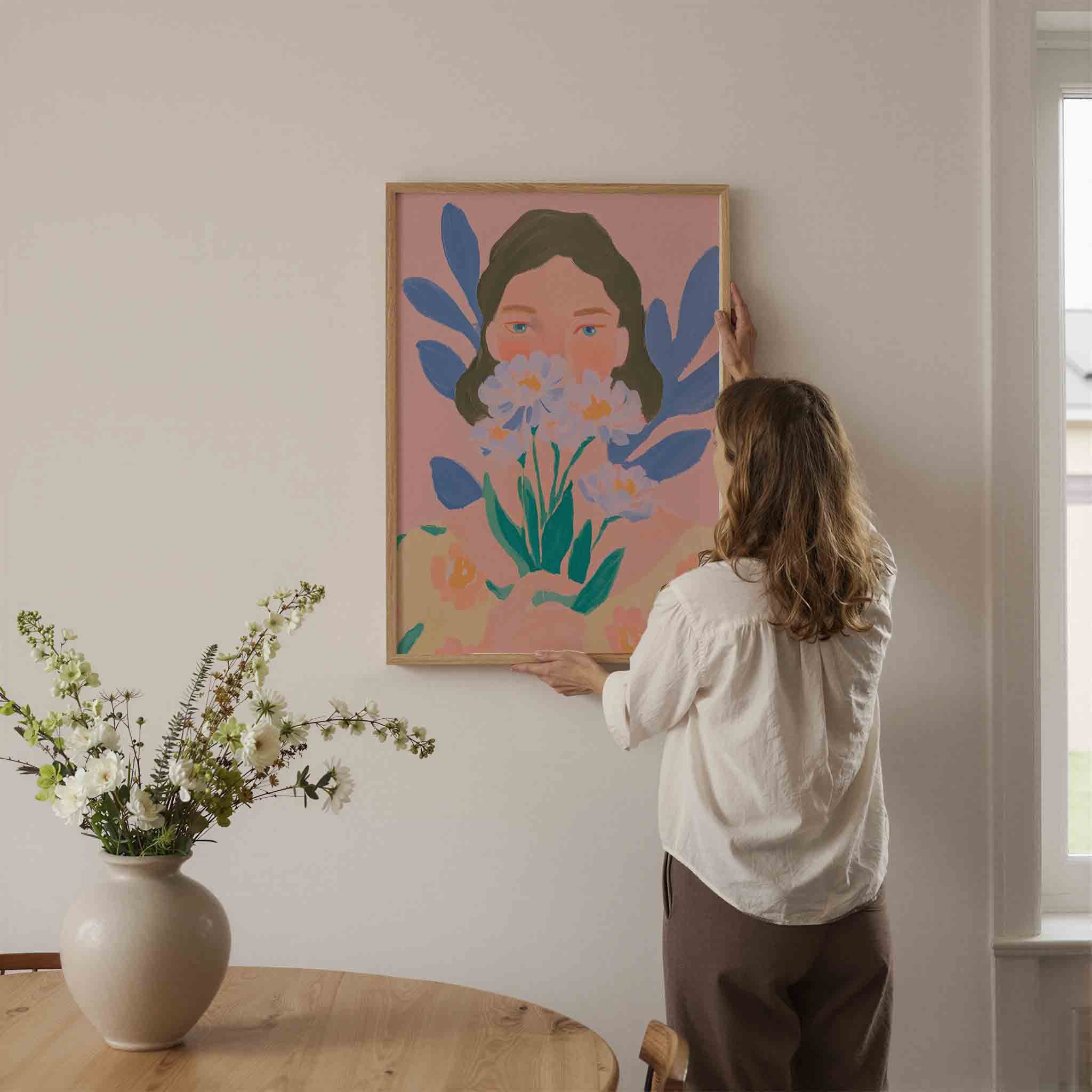 Vrouw met bloemen Poster