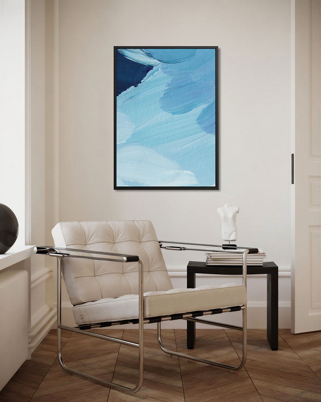 Vloeiende blauwe bewegingen Kunstwerk