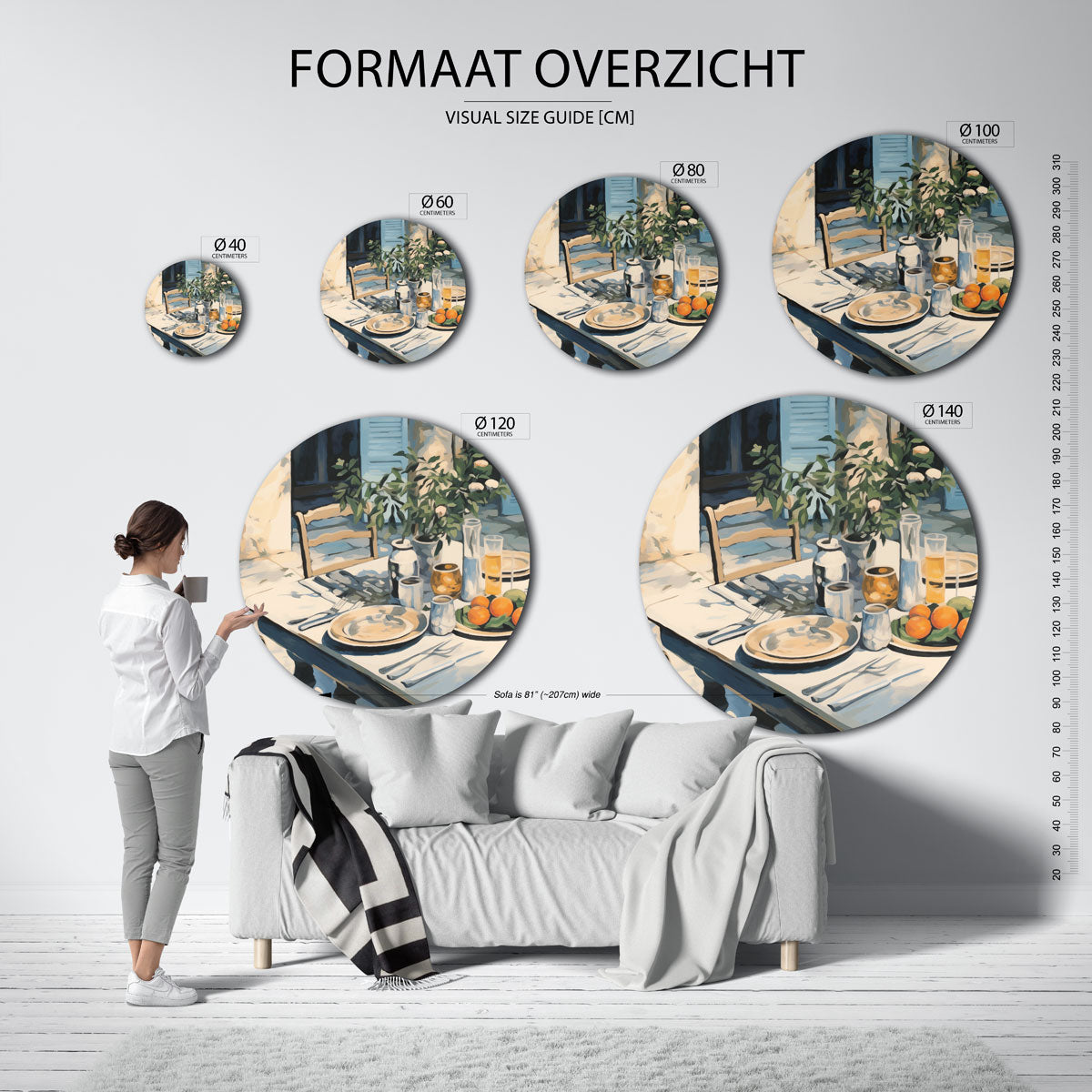Ontbijttafel met citrusvruchten Muurcirkel