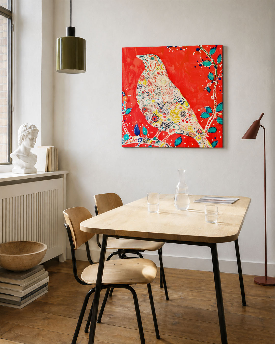 Vogel met bloemenpatroon Kunstwerk