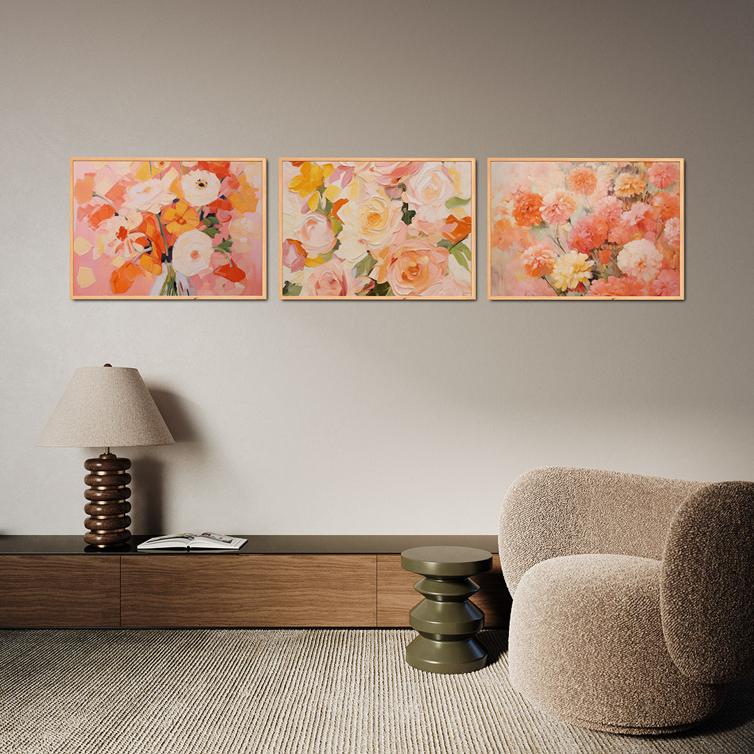 Bloemrijke kleurvlakken Posterset