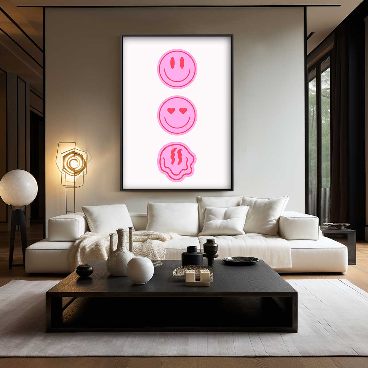 Drie Expressieve Glimlachjes Kunstwerk-canvas-dibond-plexiglas-wanddecoratie-WallArtistic