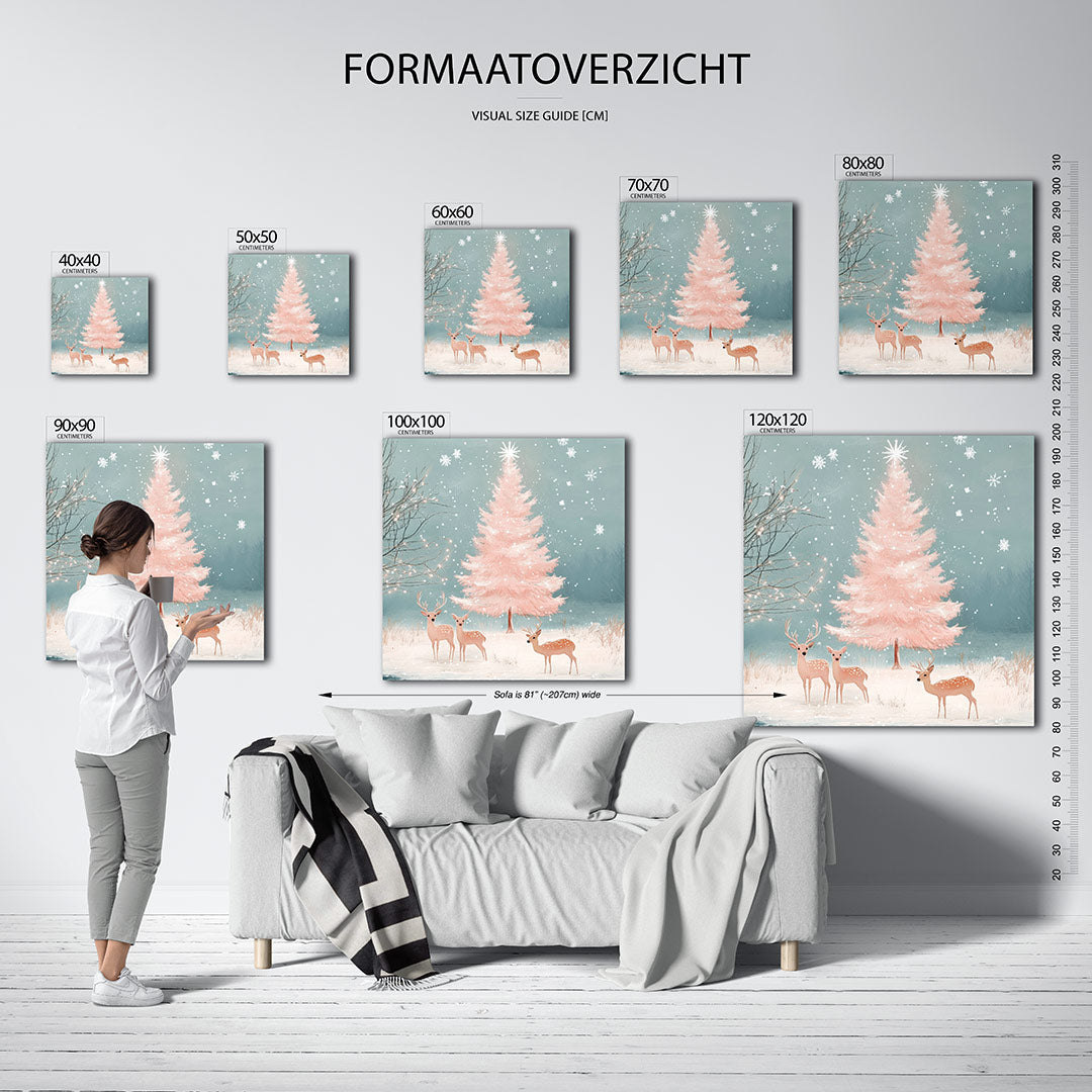Winterlandschap met herten Kunstwerk