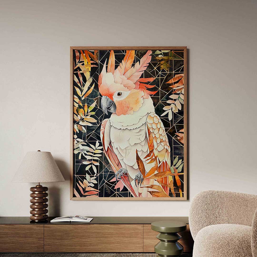 Papegaai met bladeren Poster