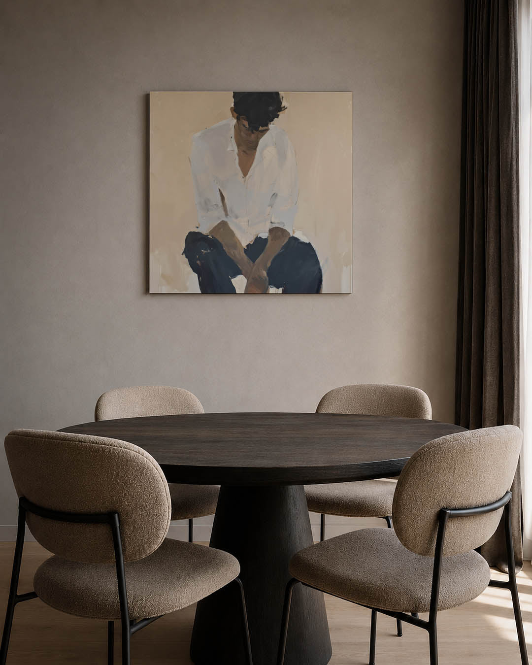 Zittende gestalte Kunstwerk