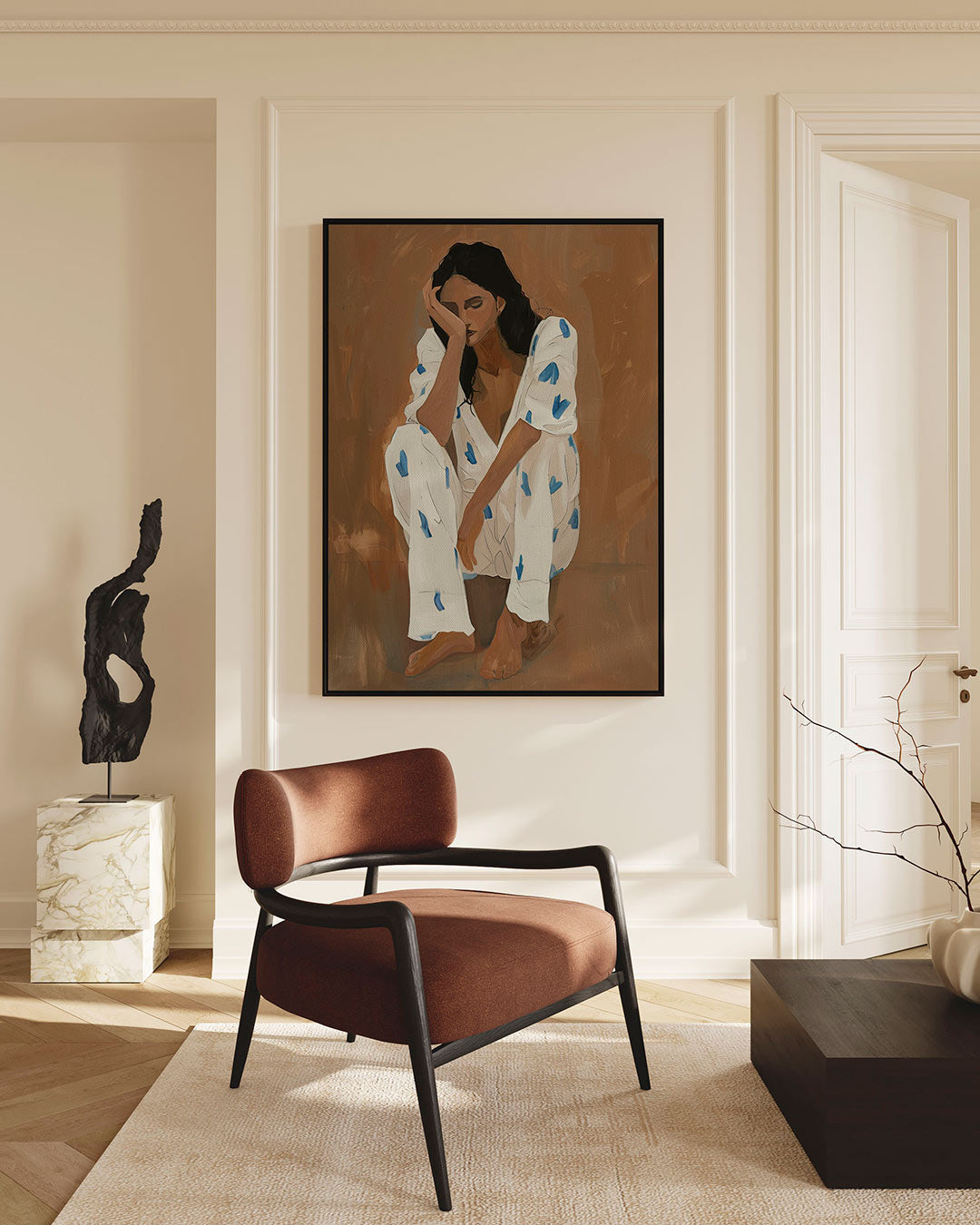 Reflectieve vrouw Kunstwerk
