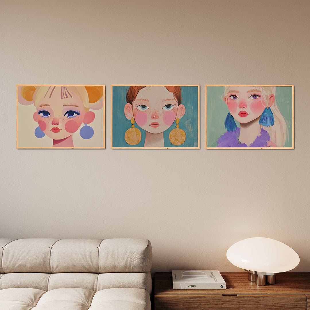 Kleurrijke portretvlakken Posterset