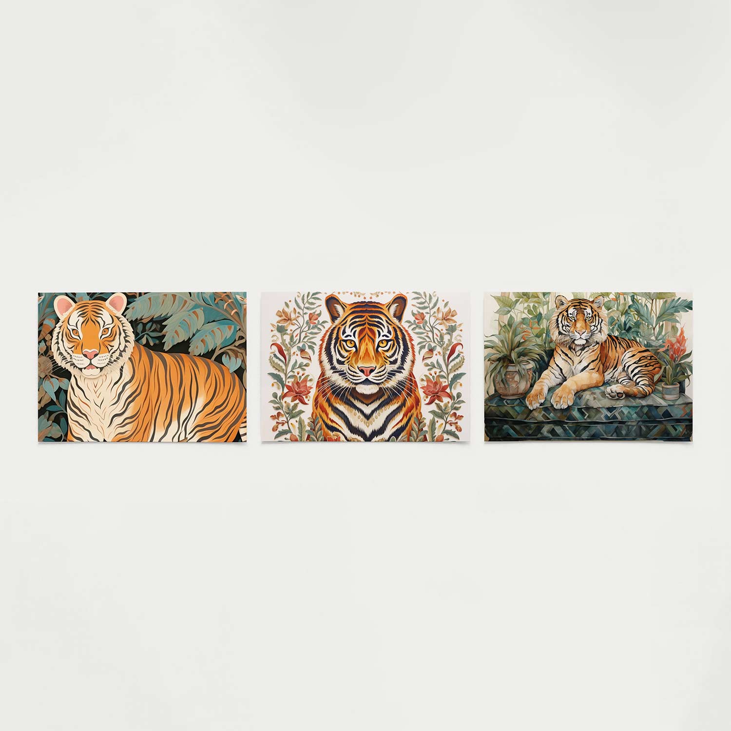 Tijger en bladeren Posterset