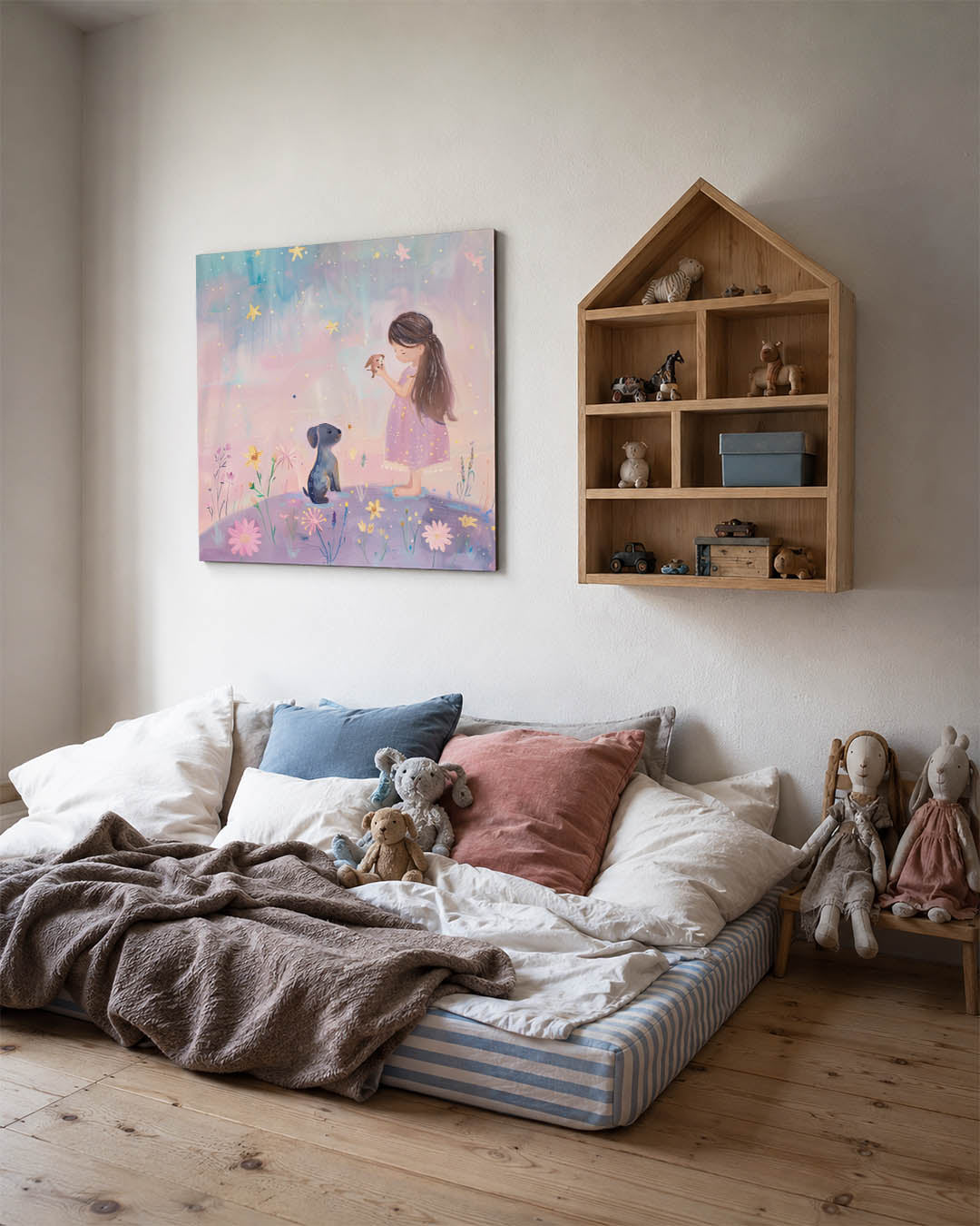 Dromerig kindertafereel Kunstwerk