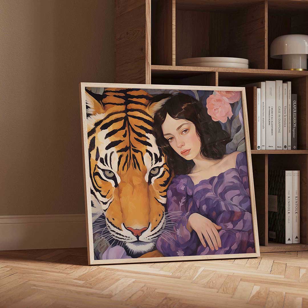 Tijger en vrouw Poster