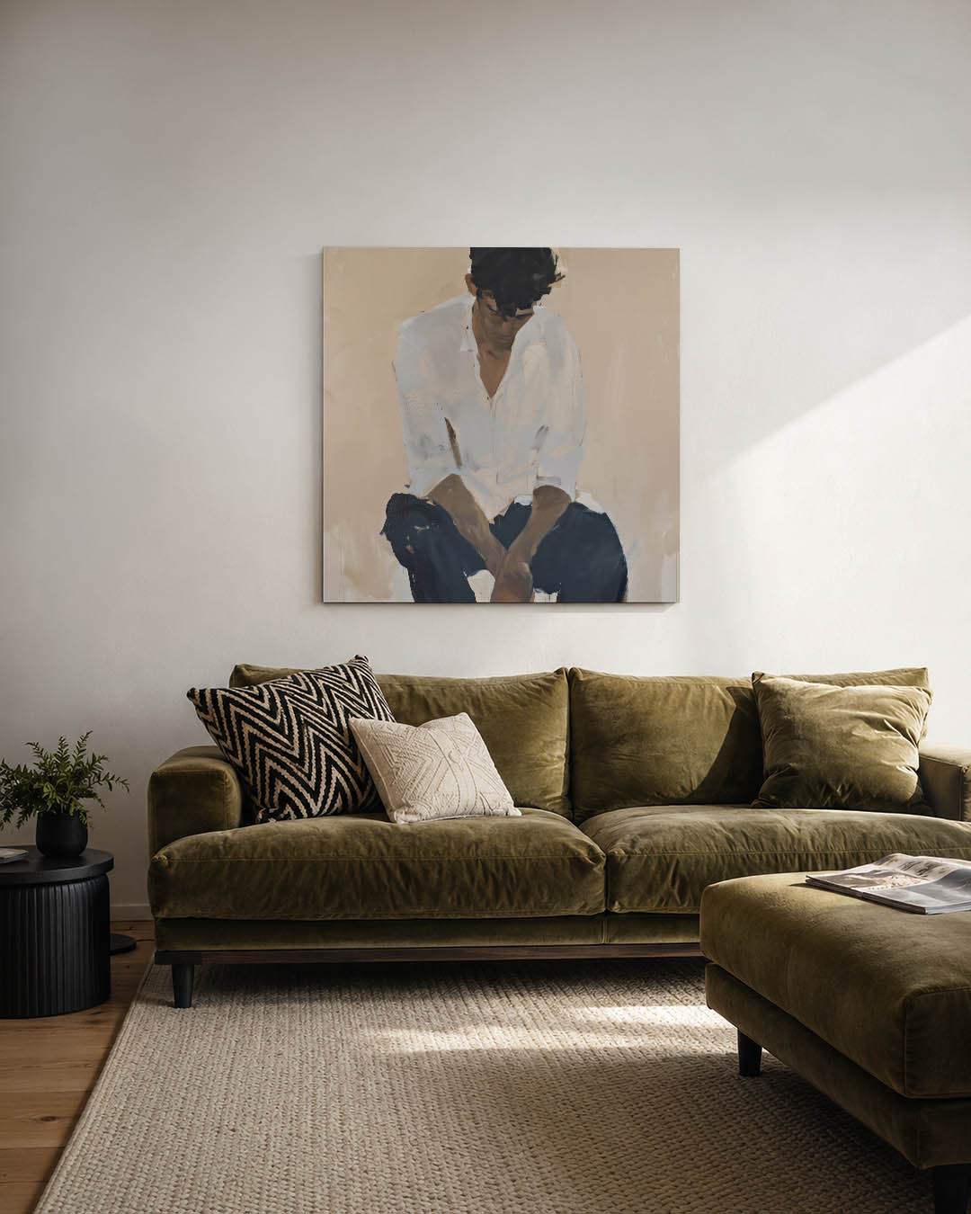 Zittende gestalte Kunstwerk
