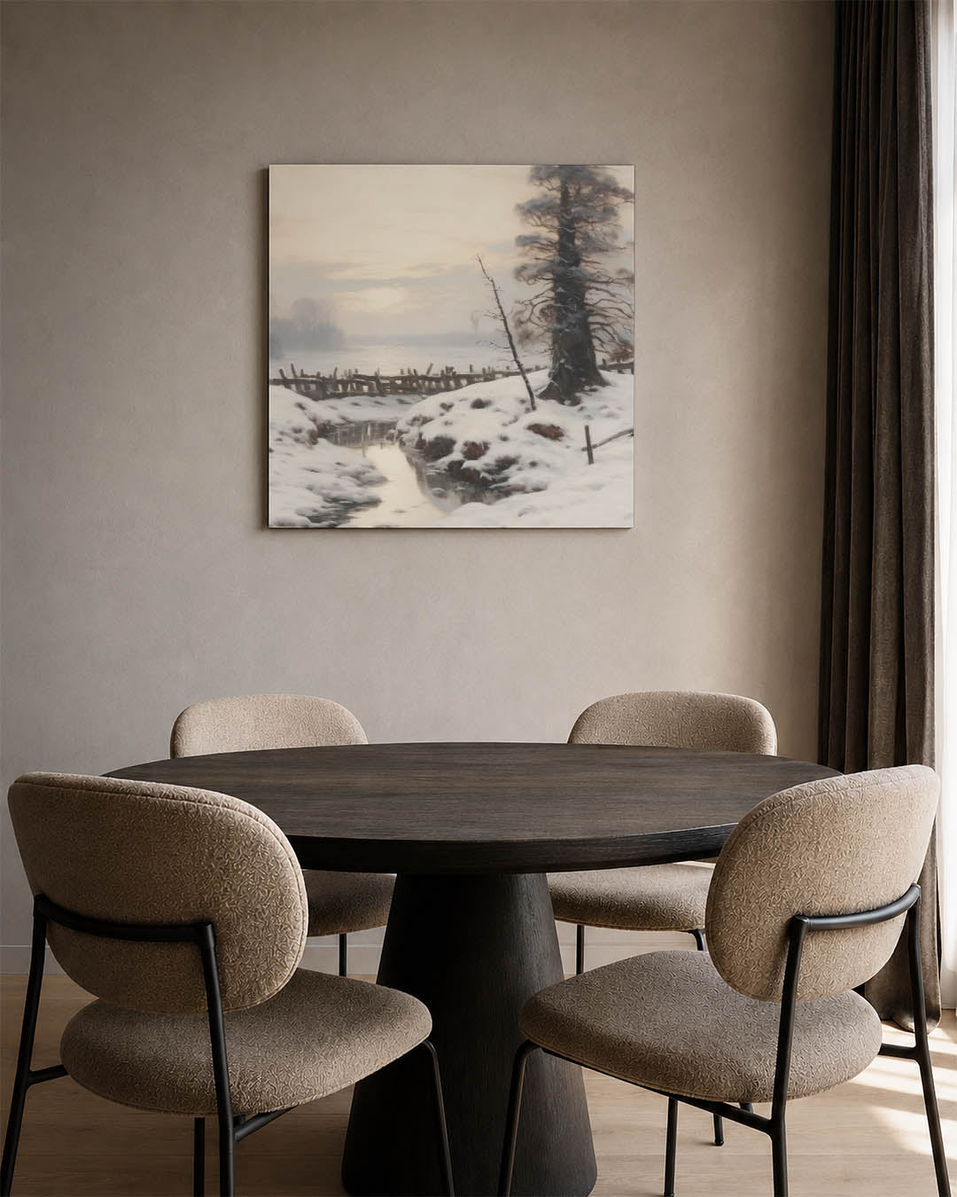 Winterlandschap met sneeuw Kunstwerk