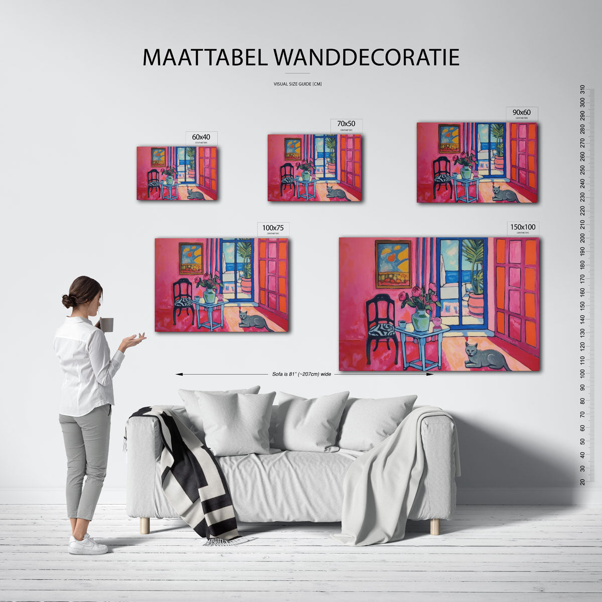 Interieur met kat Kunstwerk
