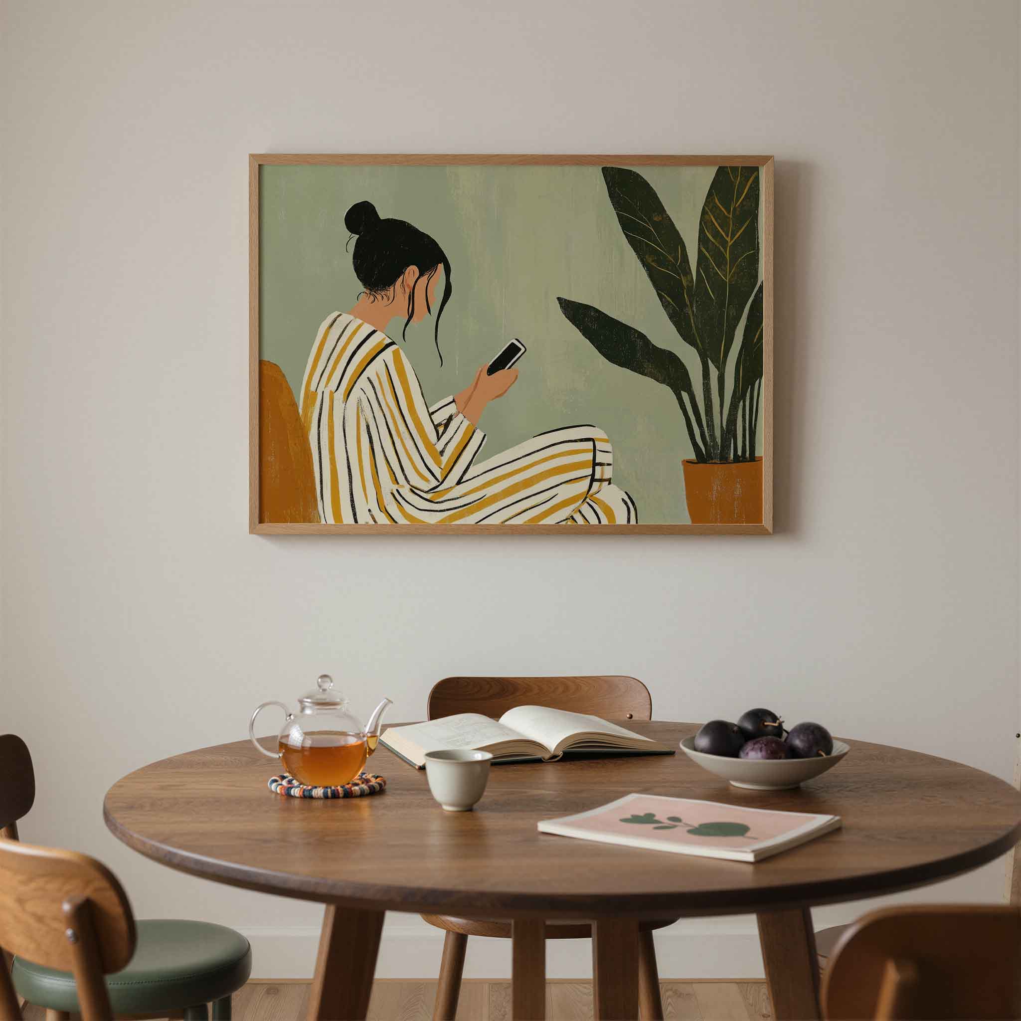 Vrouw met telefoon Poster