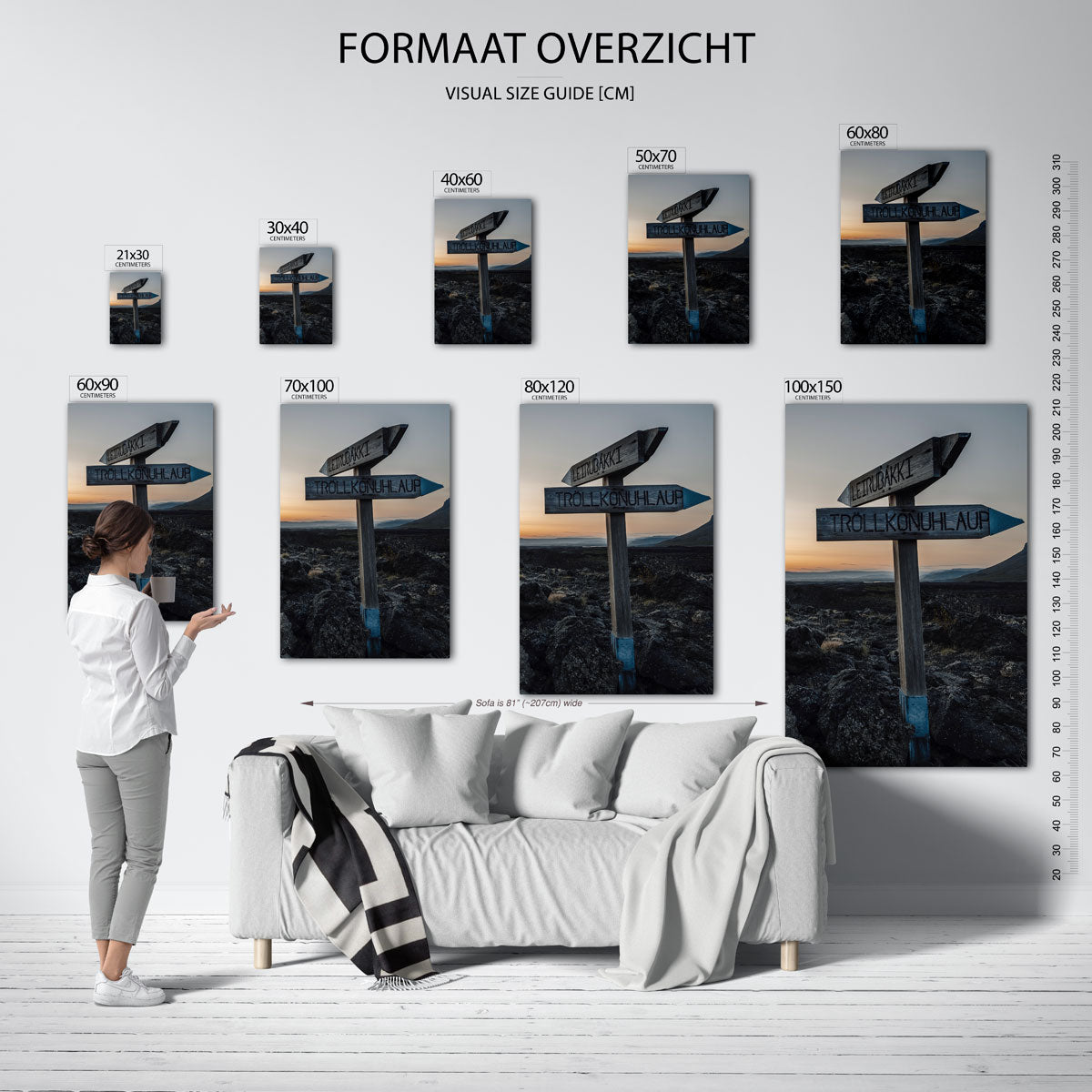Wegwijzer in landschap Poster