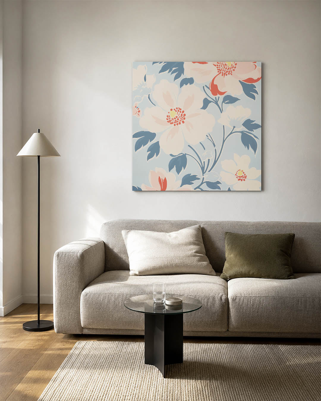 Bloemmotief met zachte tinten Kunstwerk