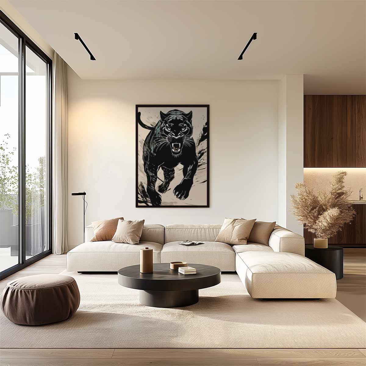 Wilde Zwarte Panter Kunstwerk Kunstwerk-canvas-dibond-plexiglas-wanddecoratie-WallArtistic