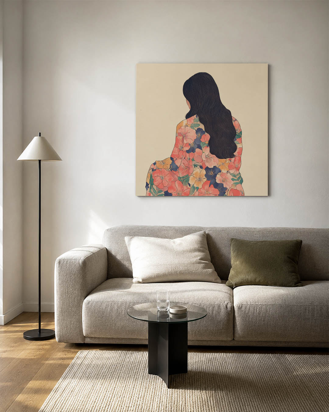 Bloemenmantel vrouw Kunstwerk