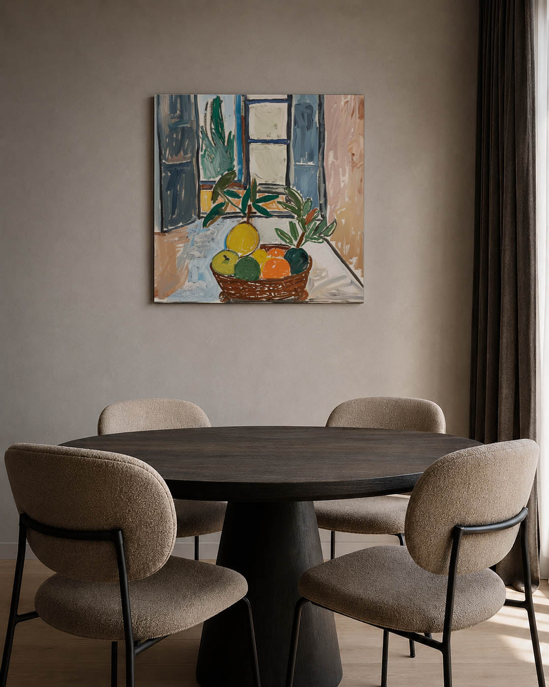 Fruitmand bij raam Kunstwerk