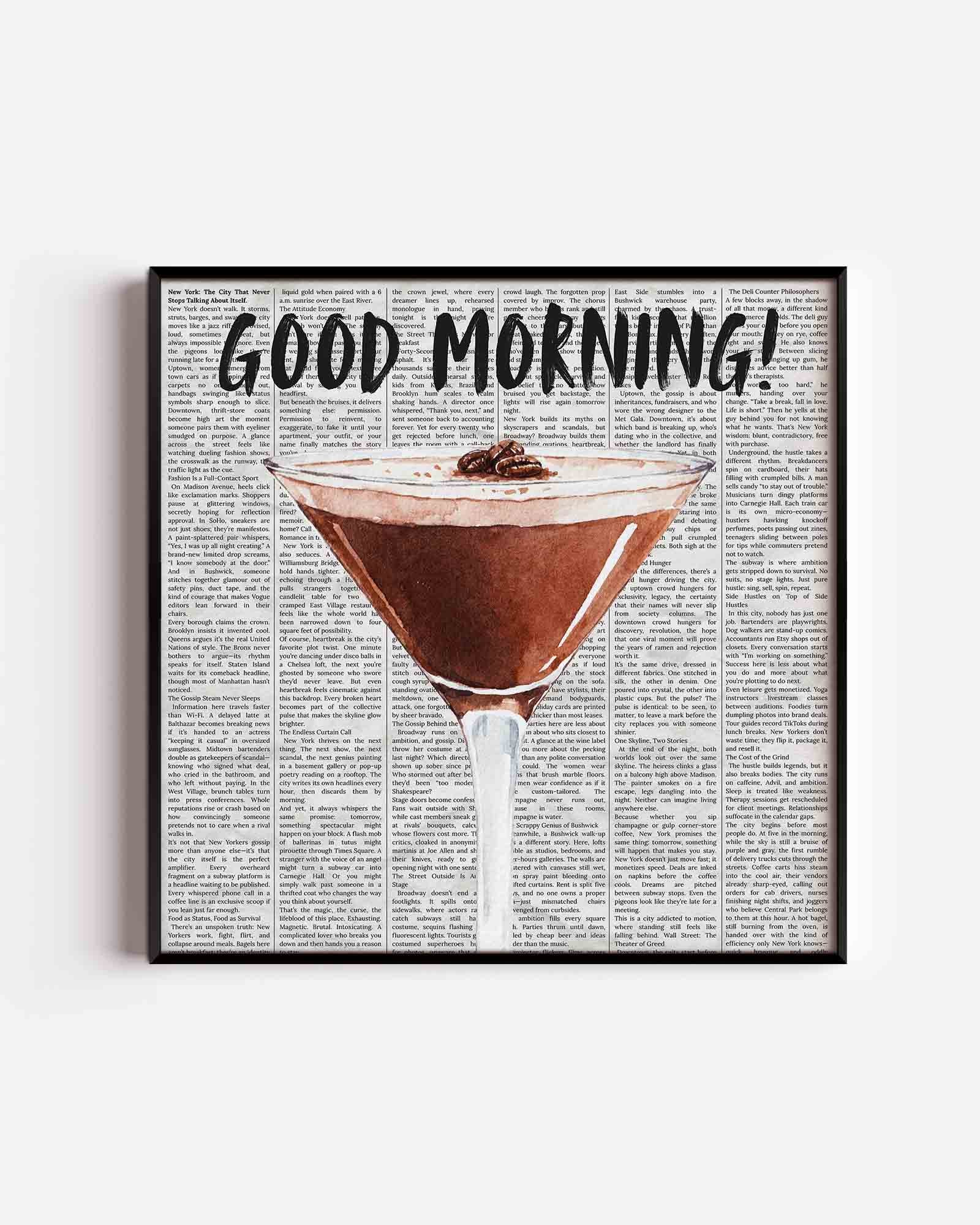 Cocktailglas op krantenachtergrond Poster