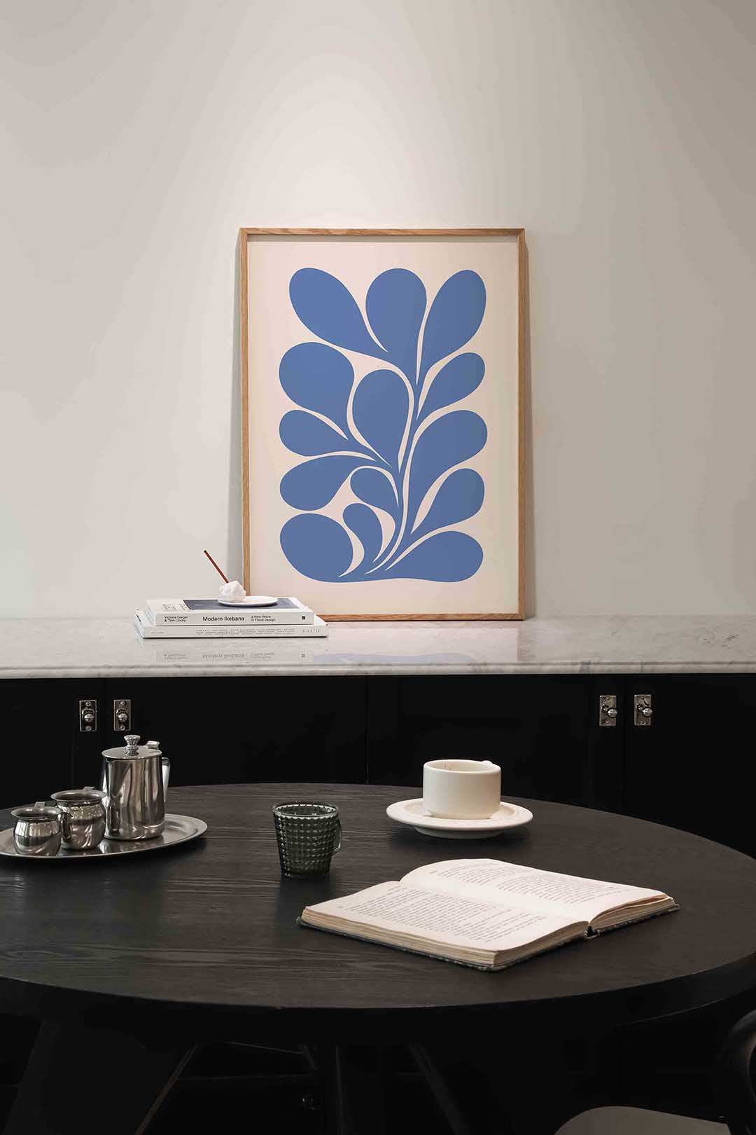 Blauwe organische vormen Poster