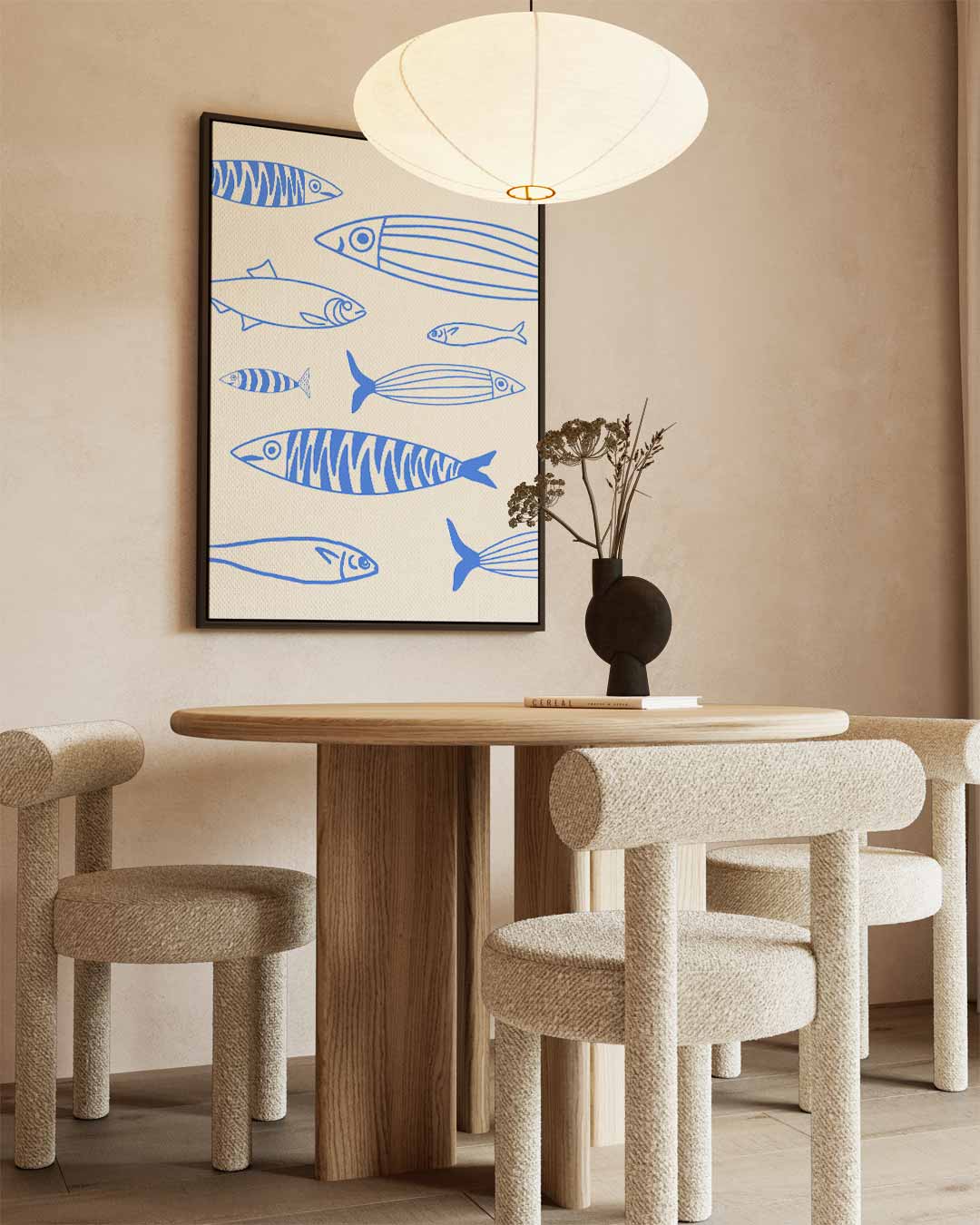 Zwemmende Vissen Illustratie Kunstwerk-canvas-dibond-plexiglas-wanddecoratie-WallArtistic