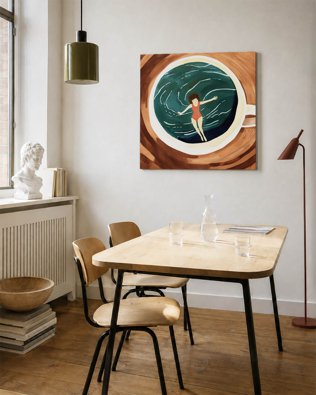 Dromerige zwemmer Kunstwerk