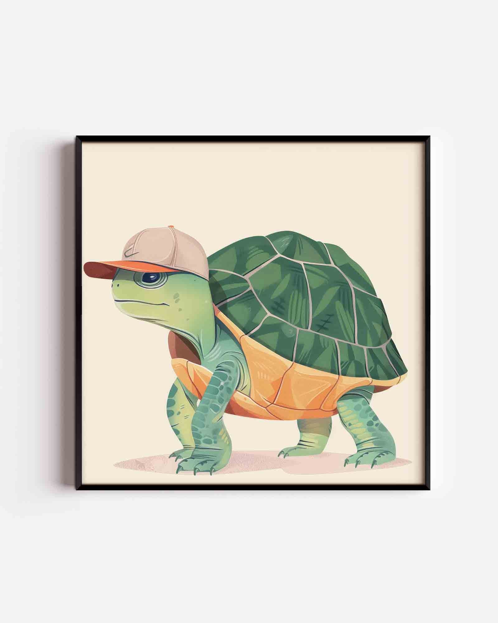 Schildpad met pet Poster