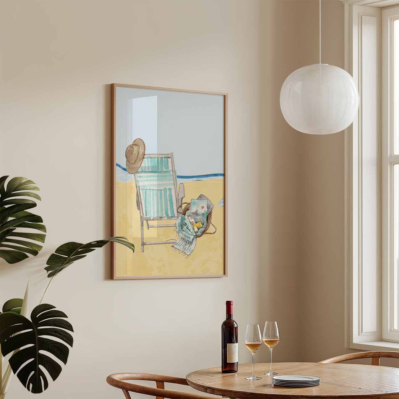 Strandstoel en Hoed Poster-WallArtistic