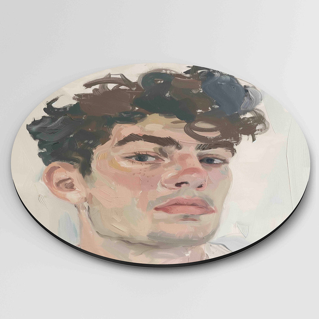 Portret met krullend haar Muurcirkel
