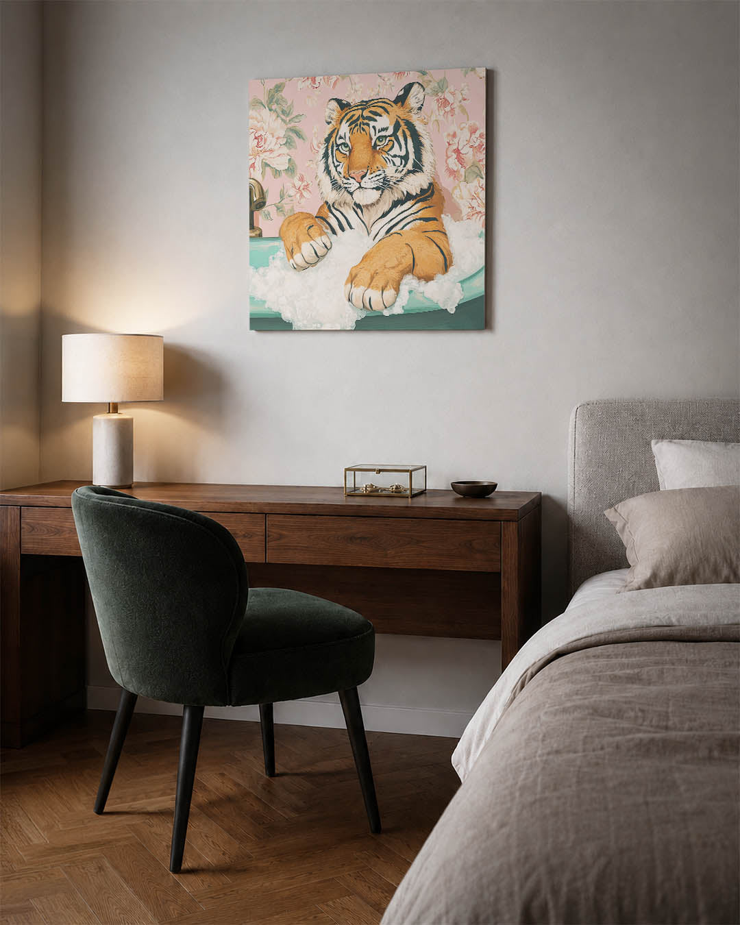 Tijger in bad Kunstwerk
