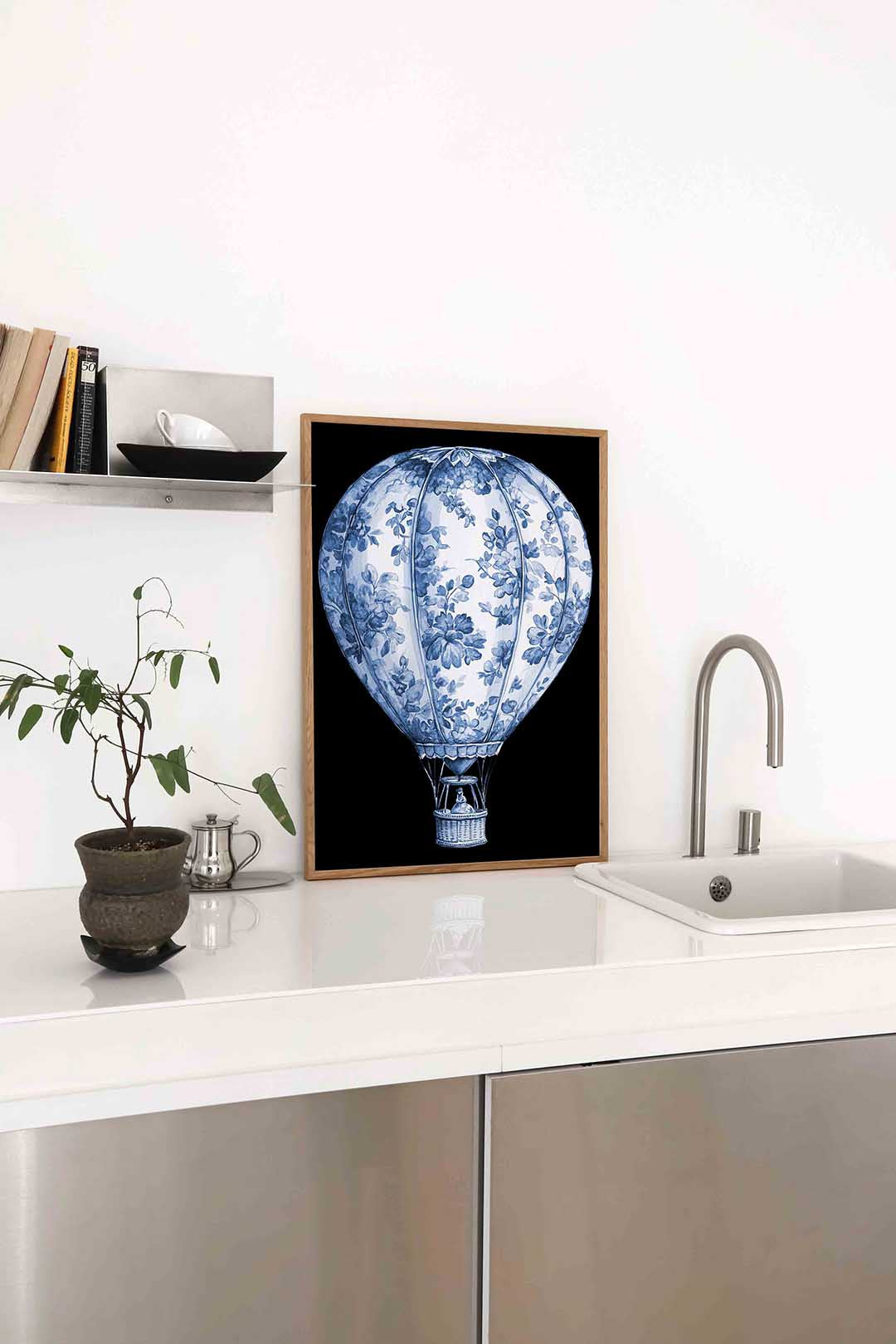Luchtballon met bloemen Poster
