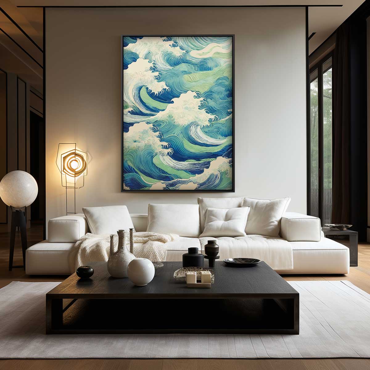 Golvende Blauwe Zee Kunstwerk-canvas-dibond-plexiglas-wanddecoratie-WallArtistic