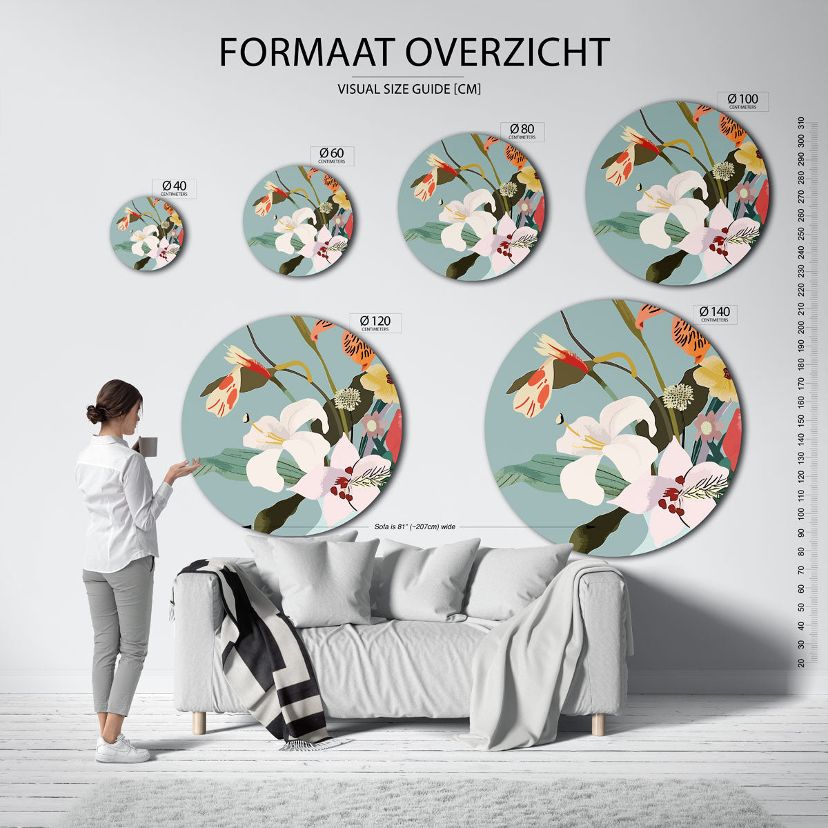 Bloemen in vaas Muurcirkel