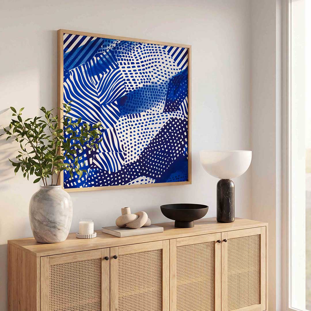 Blauwe patronen Poster