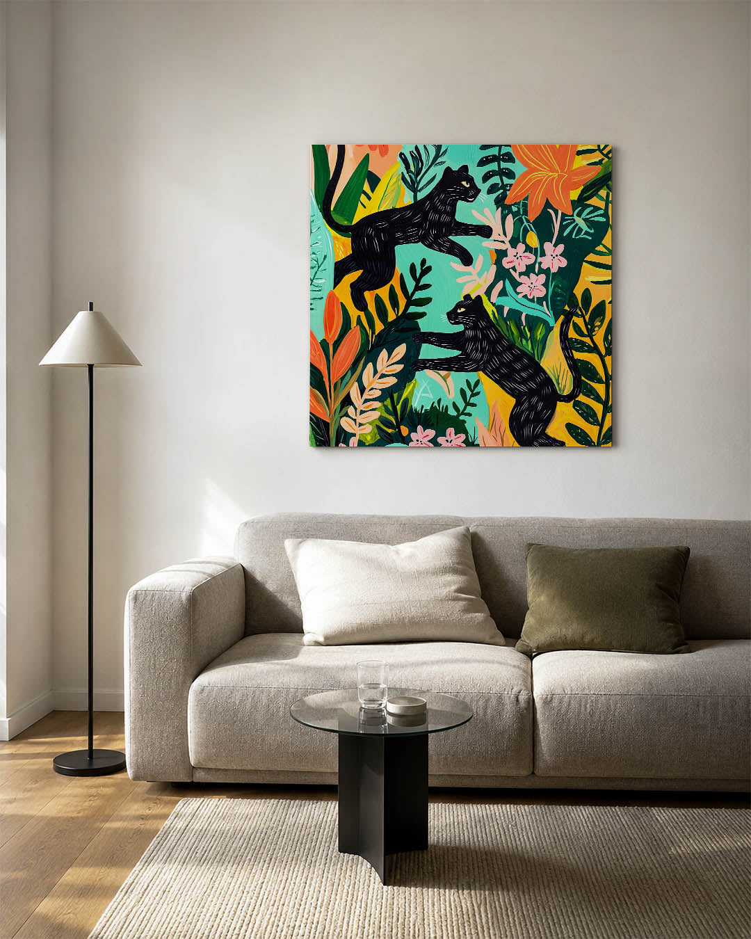 Speelse dieren in jungle Kunstwerk