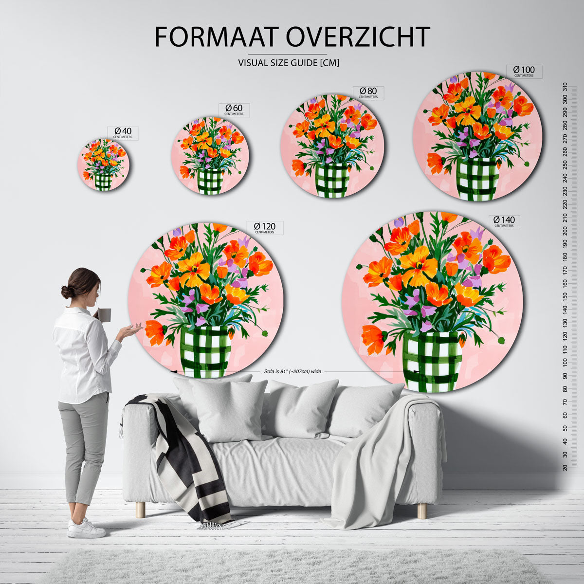 Bloemen in vaas Muurcirkel