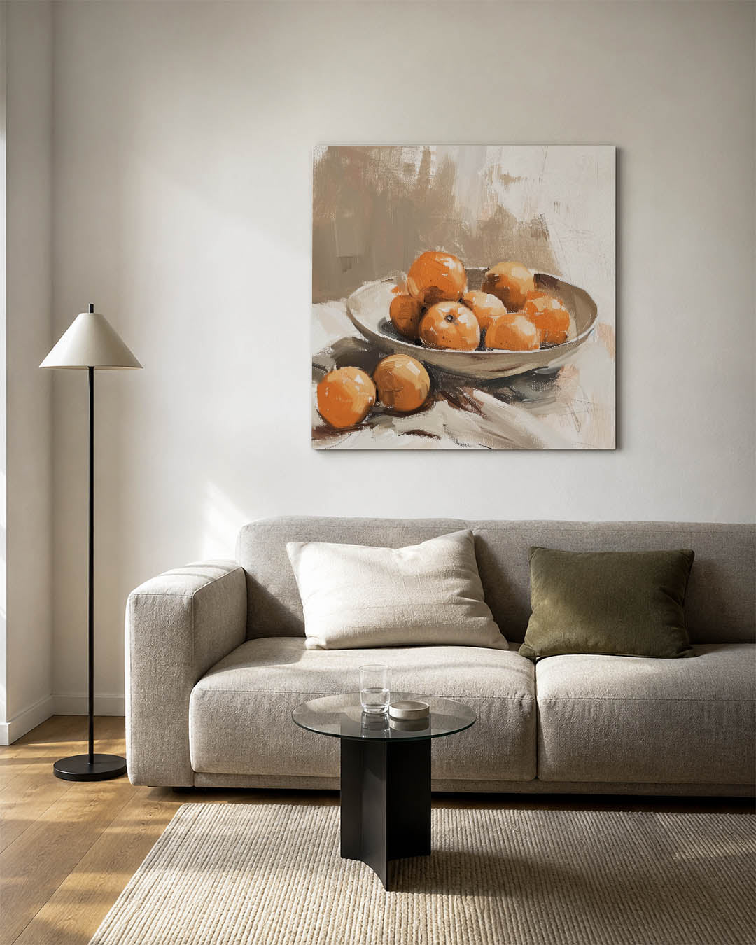 Sinaasappels in schaal Kunstwerk