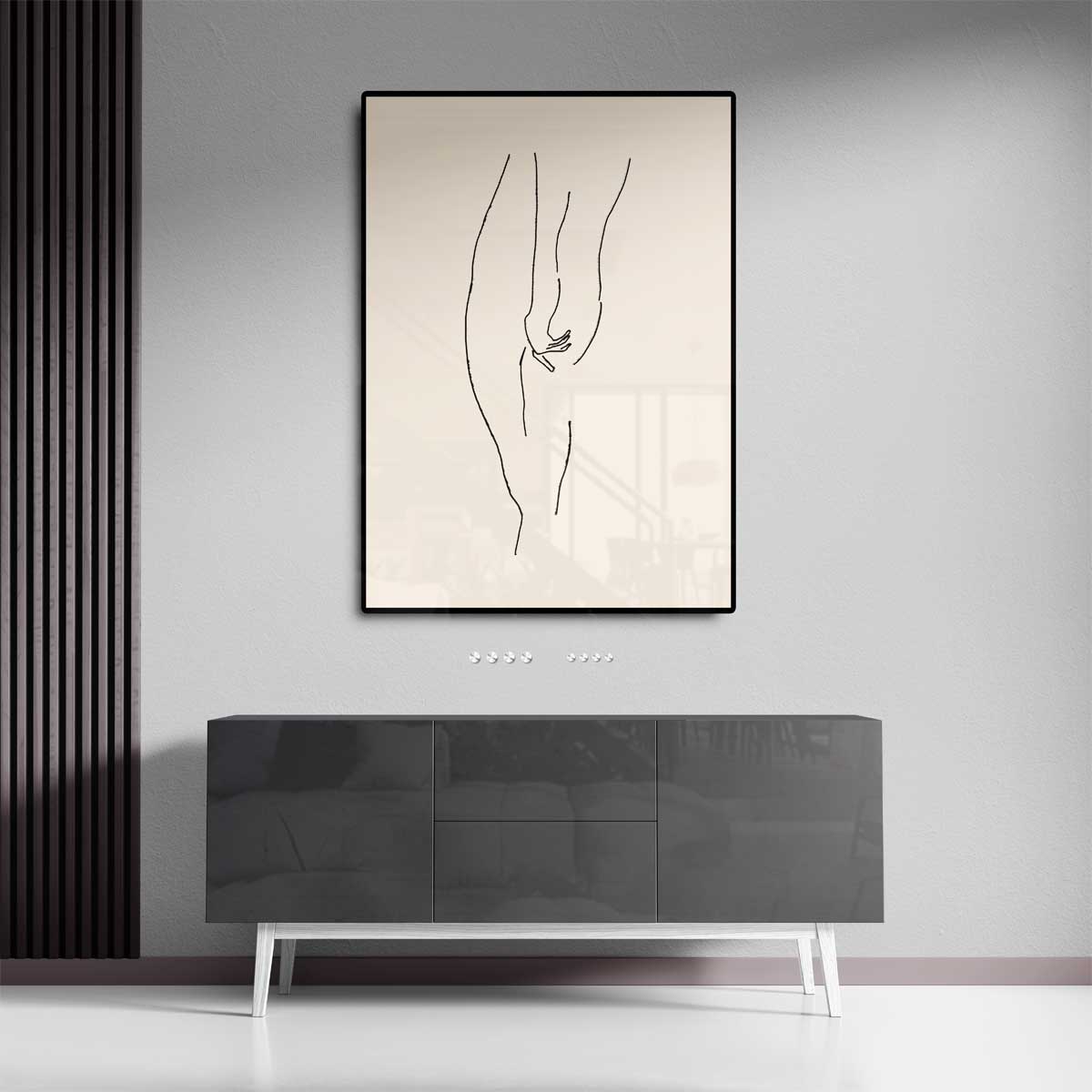 Sierlijke Lijntekening Kunstwerk-canvas-dibond-plexiglas-wanddecoratie-WallArtistic