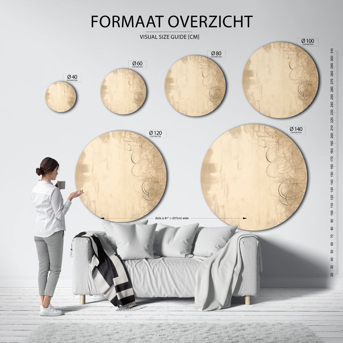 Abstracte lijnen Muurcirkel