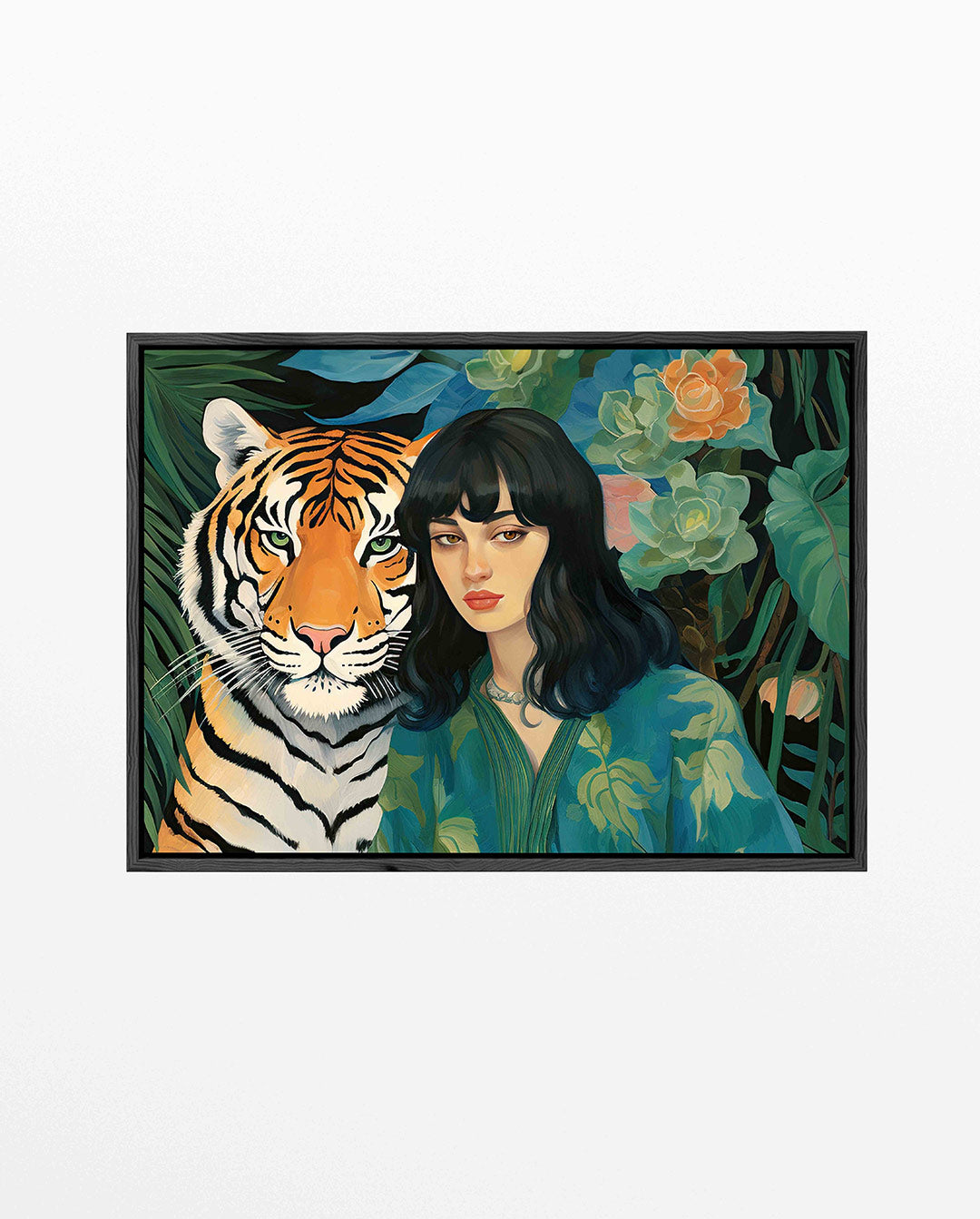 Dier en vrouw portret Kunstwerk
