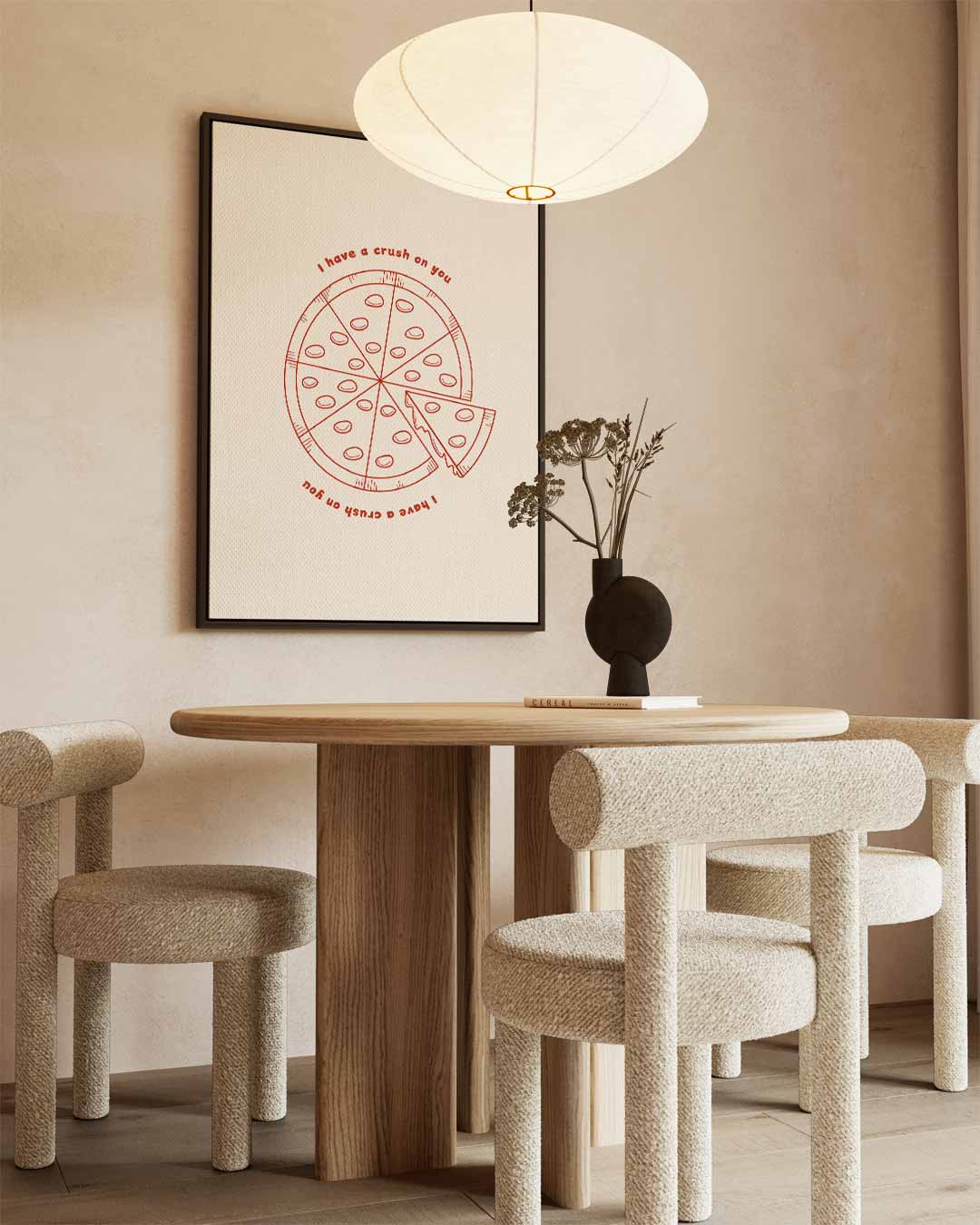 Liefdespizza Illustratie Kunstwerk-canvas-dibond-plexiglas-wanddecoratie-WallArtistic