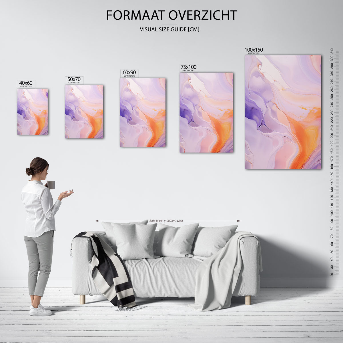 Vloeiende kleurencompositie Kunstwerk