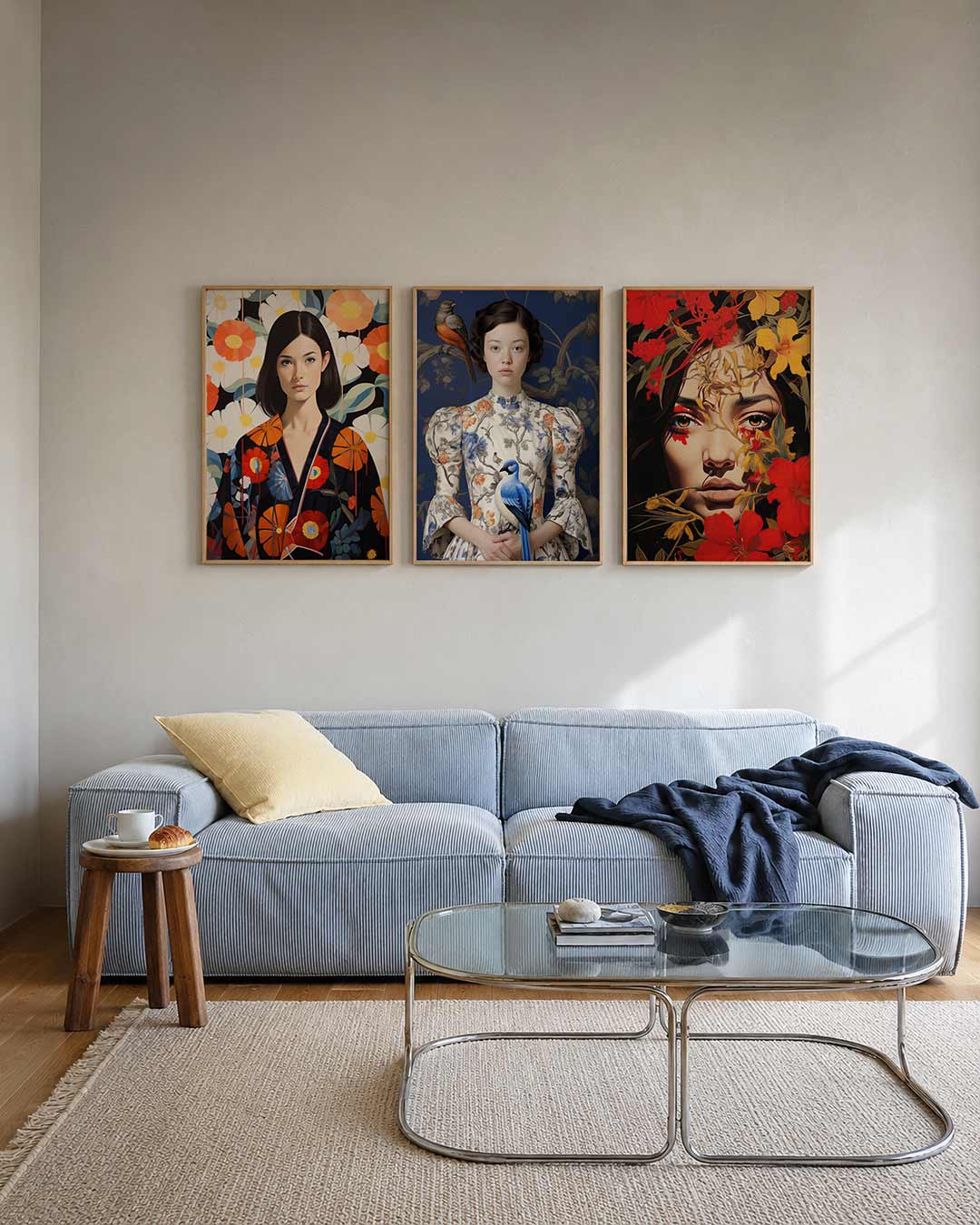 Bloemen en portret Posterset