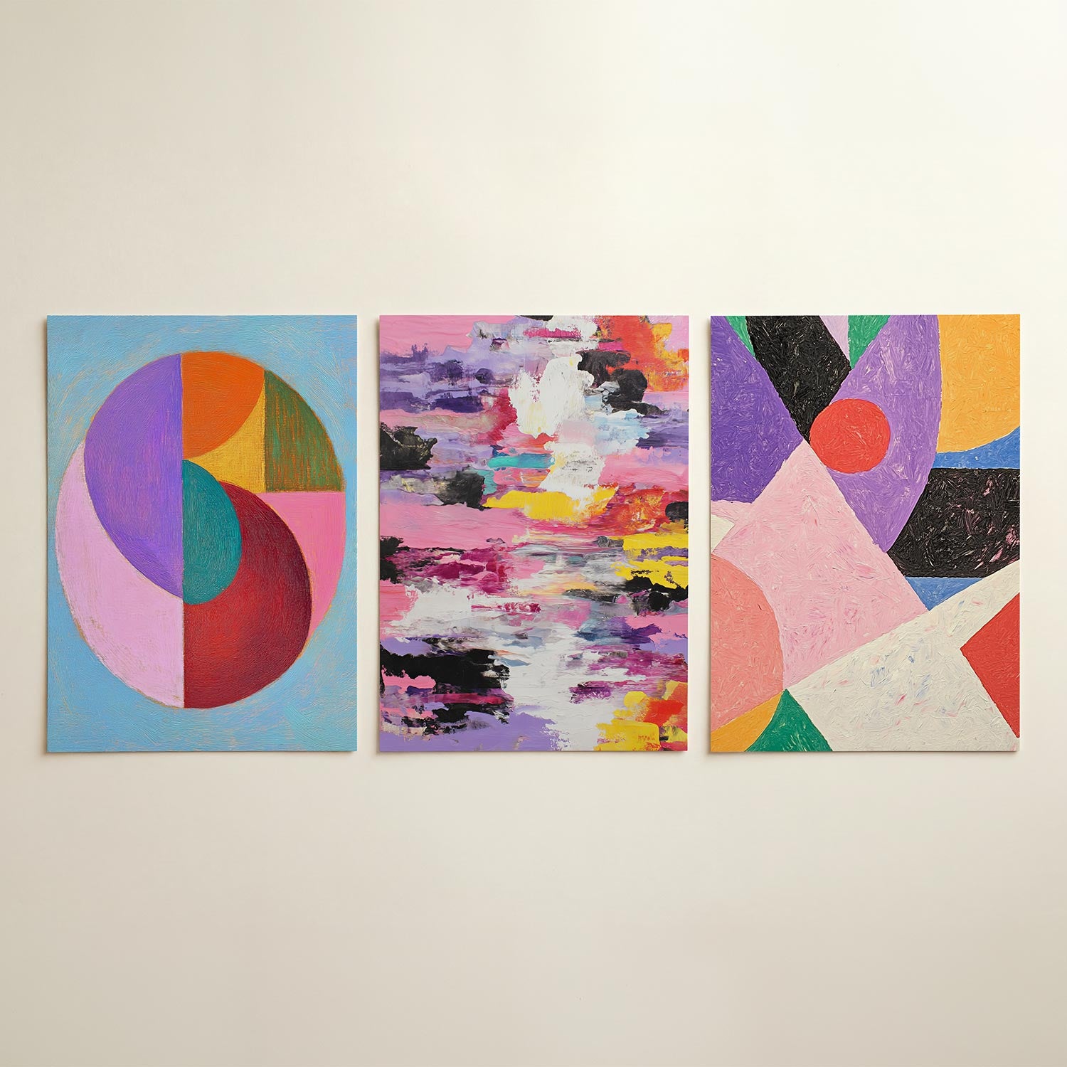 Kleurrijke cirkelcompositie Posterset